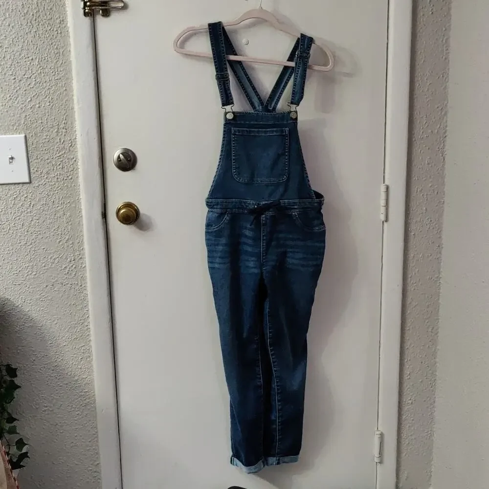 Justice Girl's Bib Overalls 18 Soft Stretchy Pull On Tie Front Jumpsuit Casual